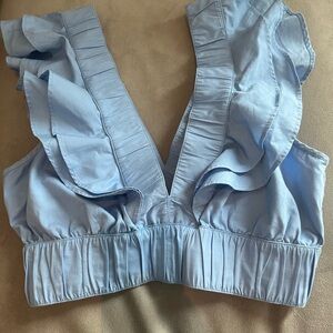 NWOT Abercrombie Ruffled Blue Bralette Top Size M